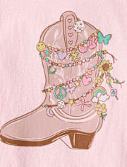 Girls Cowgirl Boot Charm Graphic Tee