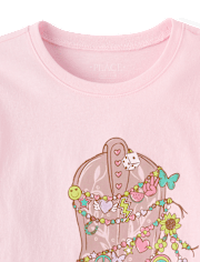 Girls Cowgirl Boot Charm Graphic Tee