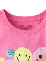Girls Happy Face Graphic Tee