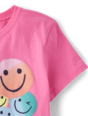 Girls Happy Face Graphic Tee