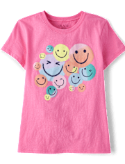 Girls Happy Face Graphic Tee