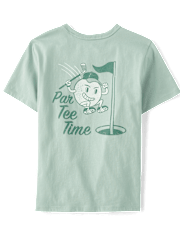 Boys Golf Tee Time Front And Back Graphic Tee