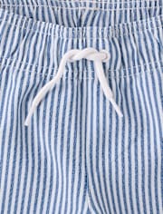 Boys Striped Seersucker Swim Trunks