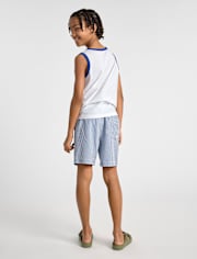 Boys Striped Seersucker Swim Trunks