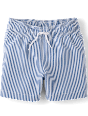 Boys Striped Seersucker Swim Trunks