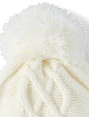 Girls Hello KittyÂ® Cable Knit Pom Pom Beanie