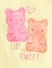 Baby And Toddler Girls Candy Bear Graphic Tee