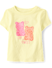 Baby And Toddler Girls Candy Bear Graphic Tee