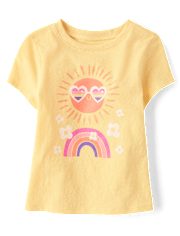 Baby And Toddler Girls Sun Rainbow Graphic Tee