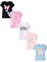 Girls Summer Graphic Tee 5-Pack
