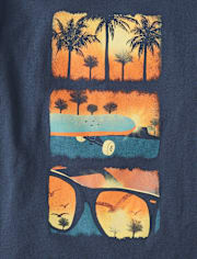 T-shirt graphique pour garçon, motif scène de plage