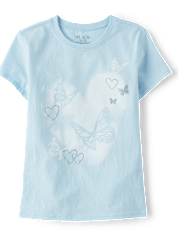 Girls Butterfly HeartGraphic Tee