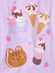 Girls Cat Ice Cream Graphic Tee