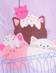 Girls Cat Ice Cream Graphic Tee