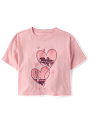 Girls Western Hearts Relaxed Cropped Graphic Tee