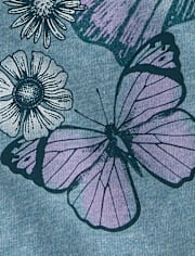 Girls Marled Butterfly Relaxed Cropped Graphic Tee