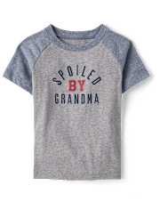 Baby And Toddler Boys Marled Spoiled By Grandma Graphic Raglan Tee