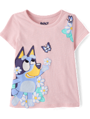 Baby And Toddler Girls Bluey Flowers Graphic Tee