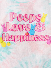 T-shirt graphique court oversize à motif tie-dye « Amour et bonheur » pour filles Peeps® Pâques