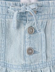Girls Pintuck Snap Chambray Skort