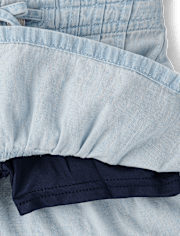 Girls Pintuck Snap Chambray Skort