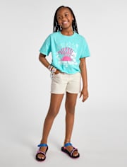 Girls Ripped Shortie Jean Shorts