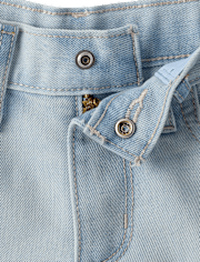 Girls Crochet Roll Cuff Shortie Jean Shorts