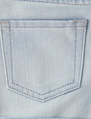 Girls Crochet Roll Cuff Shortie Jean Shorts