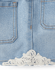 Girls Crochet Medallion Shortie Jeans Shorts