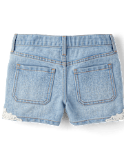 Girls Crochet Medallion Shortie Jeans Shorts