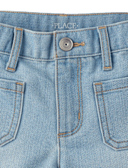 Short en jean à médaillon crocheté pour filles