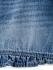 Girls Ruffle Pull On Shortie Jean Shorts