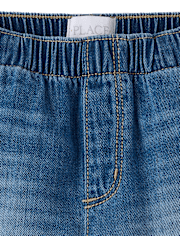 Girls Ruffle Pull On Shortie Jean Shorts