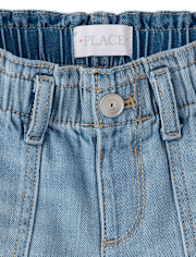 Short en jean taille haute pour filles