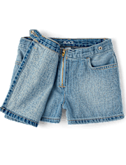 Girls Faux Wrap Denim Skort