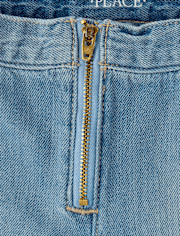 Girls Faux Wrap Denim Skort