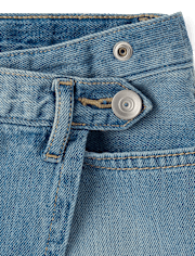 Girls Faux Wrap Denim Skort