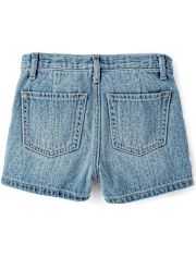 Girls Faux Wrap Denim Skort