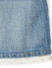 Girls Crochet Denim Skort