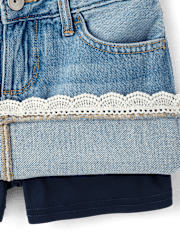 Girls Crochet Denim Skort