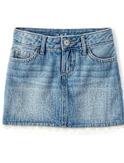 Girls Crochet Denim Skort