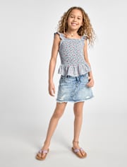 Girls Ripped Denim Skort