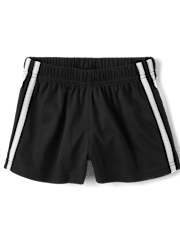 Girls Quick Dry Side Stripe Mesh Lined Active Shorts