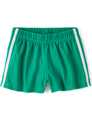 Girls Quick Dry Side Stripe Mesh Lined Active Shorts