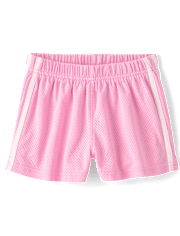 Girls Quick Dry Side Stripe Mesh Lined Active Shorts