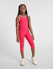 Leggings Capri côtelés contrastés pour filles