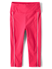 Girls Contrast Ribbed Capri Leggings