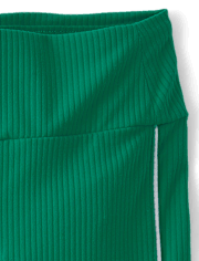 Girls Contrast Ribbed Capri Leggings