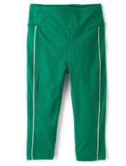 Girls Contrast Ribbed Capri Leggings