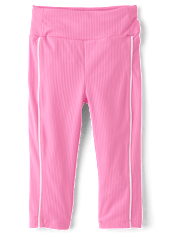 Girls Contrast Ribbed Capri Leggings